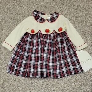 Youngland Plaid Baby Dress with Peter Pan Collar, Sz 18 Months. NWT